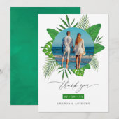 Tropical Beach Weduwfoto Bedankkaart (Voorkant / Achterkant)