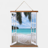 Tropical Beach Window Ocean View Tapisserie murale (Recto)