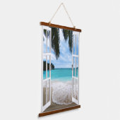 Tropical Beach Window Ocean View Tapisserie murale (Angulaire)