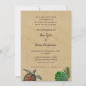 Tropical Beach Zee Turtle bruiloft uitnodiging (Voorkant)