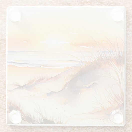 Tropical Beach Zee Zand Ocean Coast Sunset Glazen Onderzetter (Achterkant)