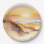 Tropical Beach Zee Zand Ocean Coast Sunset Papieren Bordje (Voorkant)