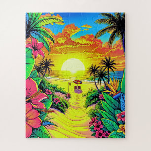 Tropical Beach Zonsondergang voor kinderen Legpuzzel