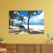 Tropical Beaches Anguilla Beach, Palm Tree Canvas Afdruk (Insitu (Woonkamer))