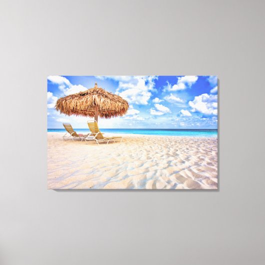 Tropical Beaches | Aruba Sandy Beach Canvas Afdruk (Voorkant)