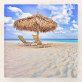 Tropical Beaches | Aruba Sandy Beach Glazen Onderzetter (Voorkant)