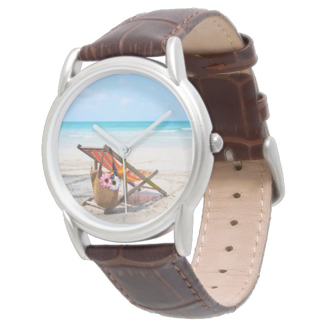 Tropical Beaches | Beach Chair on Sand Horloge (Gekanteld)