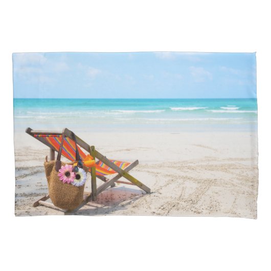 Tropical Beaches | Beach Chair on Sand Kussensloop (Voorkant)