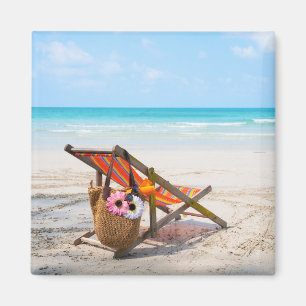 Tropical Beaches   Beach Chair on Sand Magneet