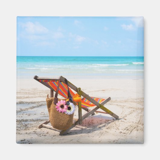 Tropical Beaches | Beach Chair on Sand Magneet (Voorkant)