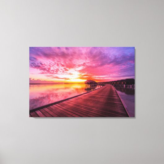 Tropical Beaches Maldiven Sunset Canvas Afdruk (Voorkant)