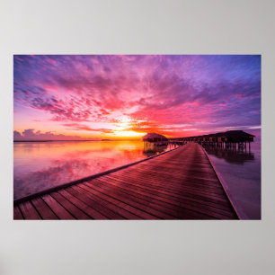 Tropical Beaches Maldiven Sunset Poster