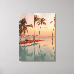 Tropical Beaches Maldiven Tropical Beach & Pool Canvas Afdruk