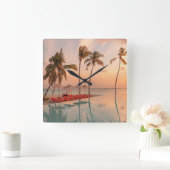 Tropical Beaches | Maldives Tropical Beach & Pool Vierkante Klok (Huis)