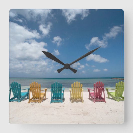 Tropical Beaches | Palm Beach, Aruba Vierkante Klok (Voorkant)