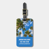 Tropical Beaches | Palm Trees on Blue Sky Bagagelabel (Voorkant verticaal)