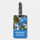 Tropical Beaches | Palm Trees on Blue Sky Bagagelabel (Achterkant verticaal)