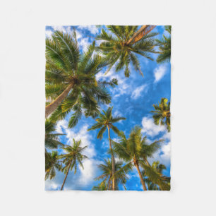 Tropical Beaches Palm Trees on Blue Sky Fleece Deken
