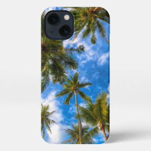 Tropical Beaches   Palm Trees on Blue Sky iPhone 13 Hoesje