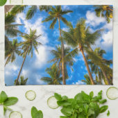 Tropical Beaches | Palm Trees on Blue Sky Theedoek (Gevouwen)