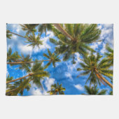 Tropical Beaches | Palm Trees on Blue Sky Theedoek (Horizontaal)