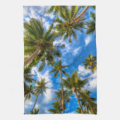 Tropical Beaches | Palm Trees on Blue Sky Theedoek (Verticaal)