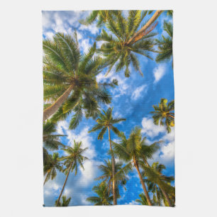Tropical Beaches   Palm Trees on Blue Sky Theedoek