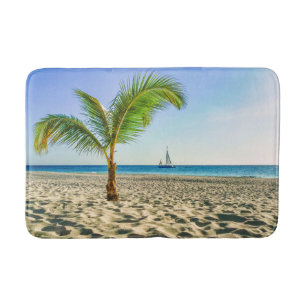 Tropical Beaches Sailboat, Palm Tree, Aruba Badmat