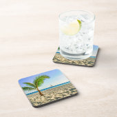 Tropical Beaches Sailboat, Palm Tree, Aruba Bier Onderzetter (Rechterzijde)