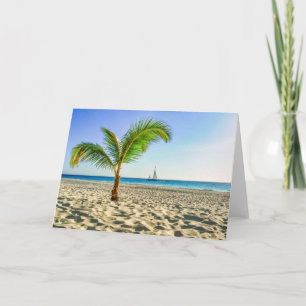 Tropical Beaches Sailboat, Palm Tree, Aruba Kaart