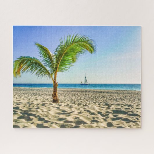 Tropical Beaches Sailboat, Palm Tree, Aruba Legpuzzel (Horizontaal)