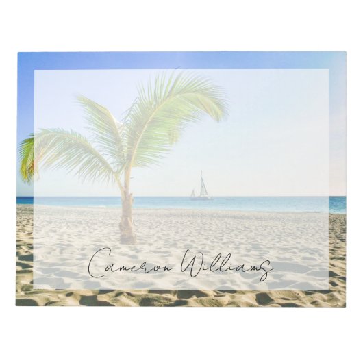 Tropical Beaches Sailboat, Palm Tree, Aruba Notitieblok (Voorkant)