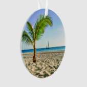 Tropical Beaches Sailboat, Palm Tree, Aruba Ornament (voorkant)