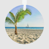 Tropical Beaches Sailboat, Palm Tree, Aruba Ornament (achterkant)