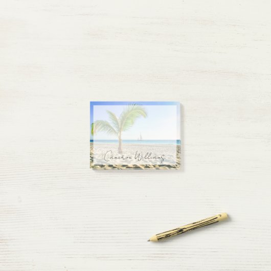 Tropical Beaches Sailboat, Palm Tree, Aruba Post-it® Notes (Op bureau)
