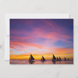 Tropical Beaches Sunset Sailboats, Phillipines Bedankkaart