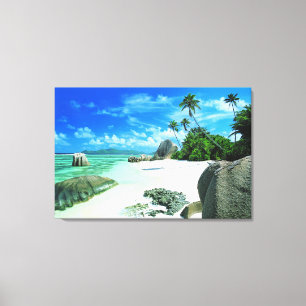 Tropical Beaches   The Digue Island Canvas Afdruk