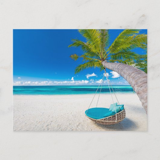 Tropical Beaches Tropical Landscape Beach Swing Briefkaart (Voorkant)