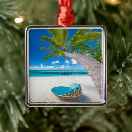 Tropical Beaches Tropical Landscape Beach Swing Metalen Ornament (Boom)