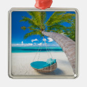 Tropical Beaches Tropical Landscape Beach Swing Metalen Ornament (Voorkant)