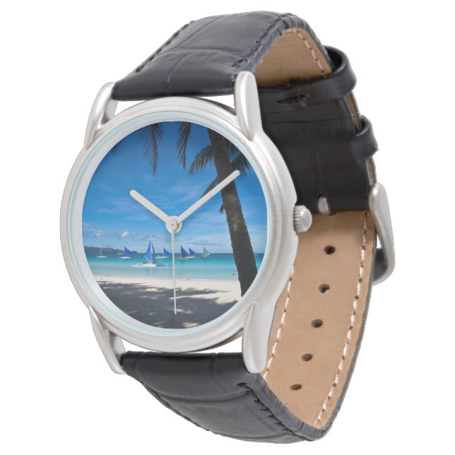 Tropical Beaches White Beach Boracay Philippines Horloge (Gekanteld)