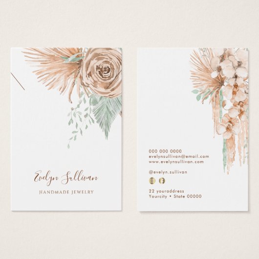 tropical beige en mint ketting display kaart (Voorkant /achterkant)