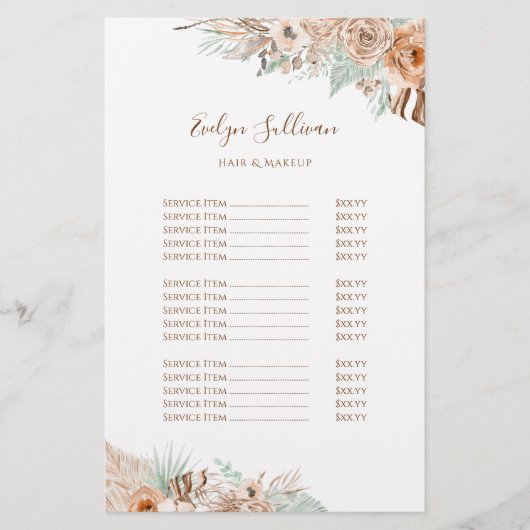 Tropical beige en Munt prijslijst Flyer (Voorkant)