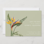 Tropical Bird of Paradise Beach Wedding Photo  Save The Date (Voorkant)