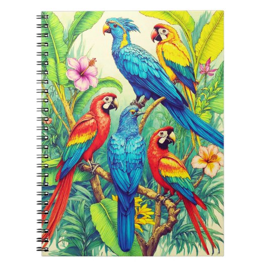 Tropical Birds Botanical Illustration Notitieboek (Voorkant)