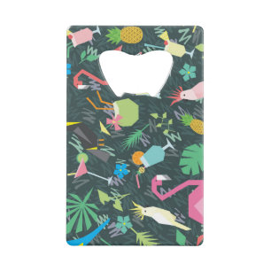 Tropical Birds Drinken: levendig naadloos. Kredietkaart Flessenopener