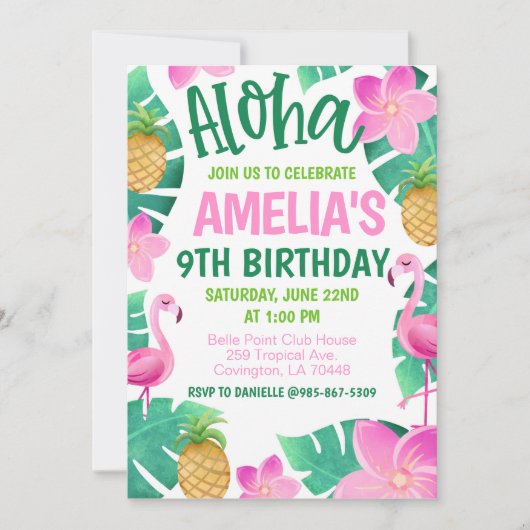 Tropical Birthday Party Invitation (Devant)