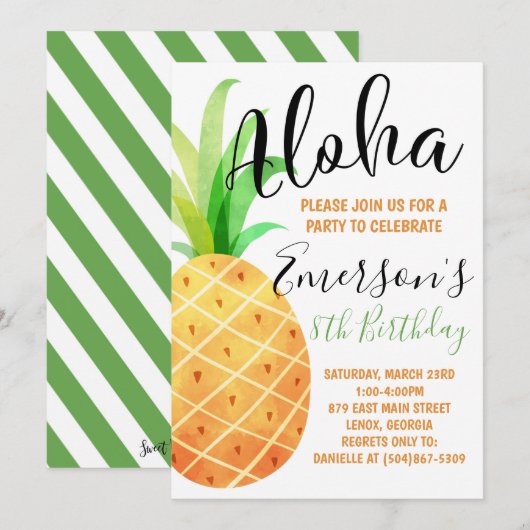 Tropical Birthday Party Invitation Kaart (Voorkant / Achterkant)