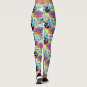Tropical Black Cat Ghost Pumpkin Halloween Leggings (Achterkant)