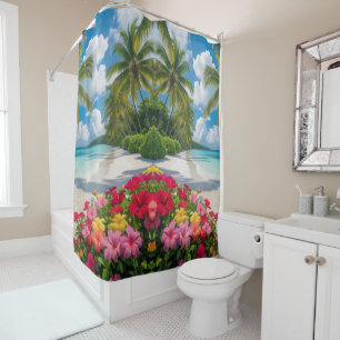 "Tropical Bloom Retreat Douche Rideau